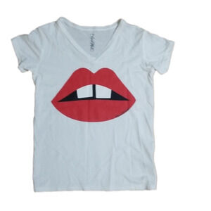 𝅺lauren Moshi Shirt Shprt Sleeve Tee Lip Print Girls 8